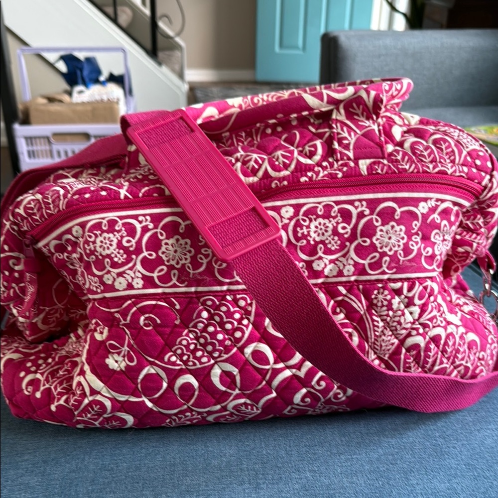 Vera Bradley Pink and White Quilted Travel Bag